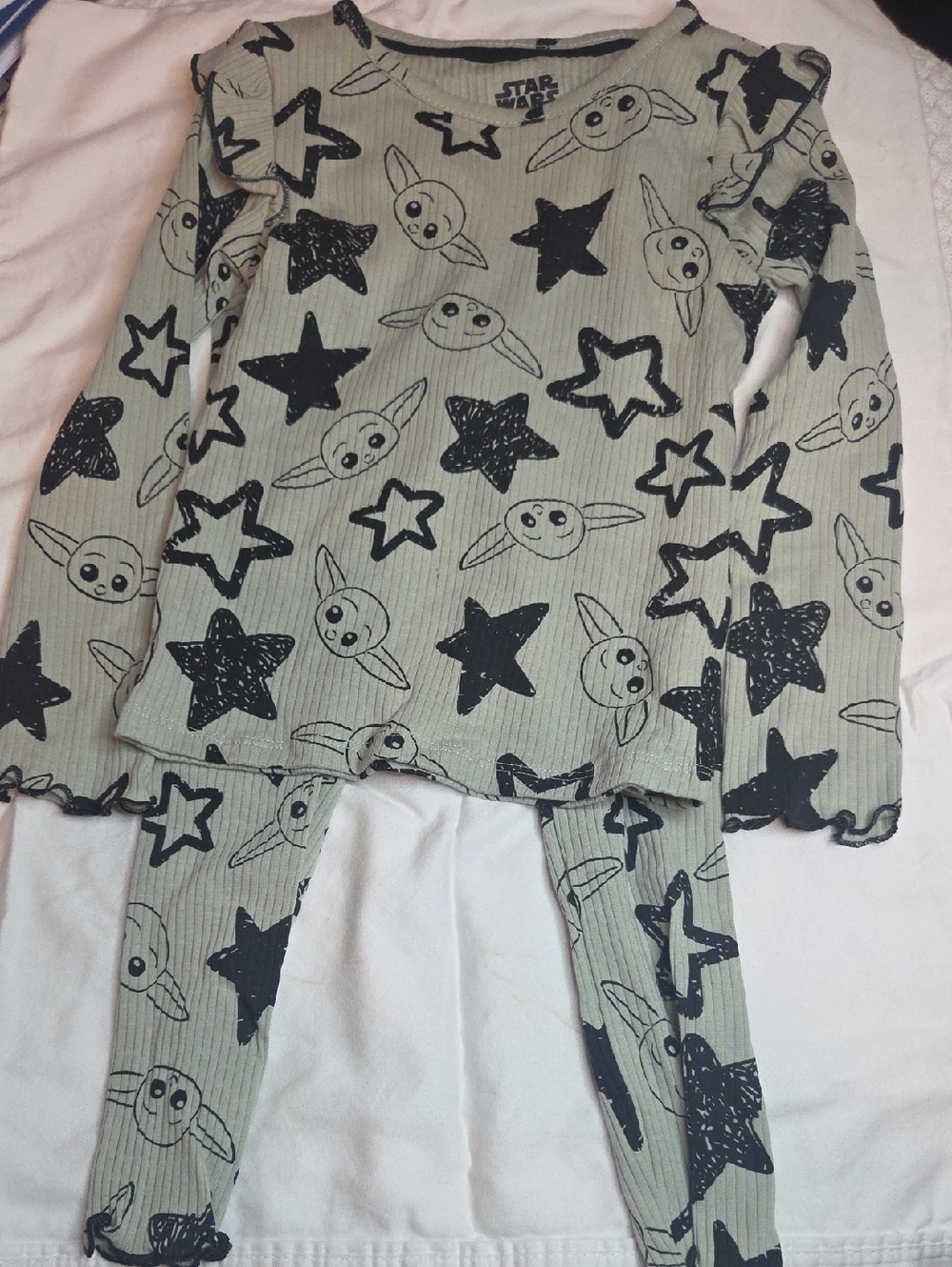Star Wars Green Ribbed 'The Child' Star Print Kids Pajama Set